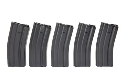 asgbox.pl - Zestaw 5 magazynków hi-cap 300 kulek do M4/M16 - czarny