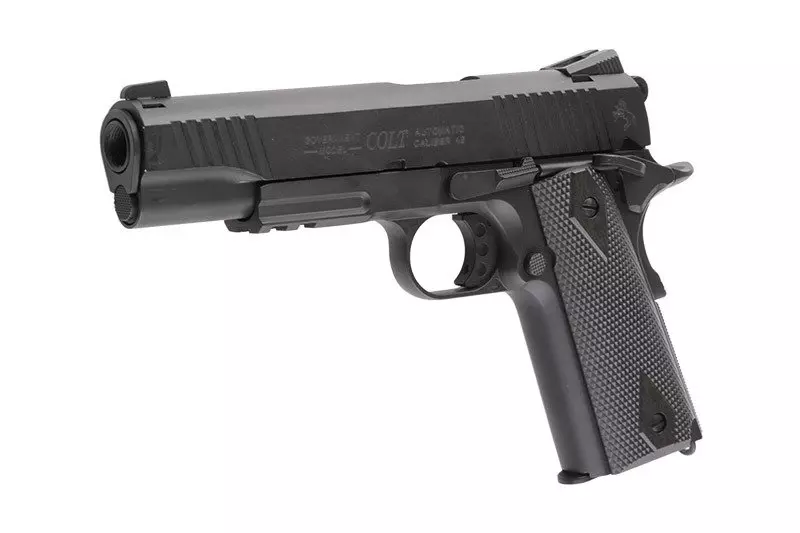 Replika pistoletu COLT 1911 Rail gun ® CO2 Black Matt 6 mm GBB - czarna CYB-02-019653-00 asgbox.pl asgbox.pl - Replika pistoletu COLT 1911 Rail gun ® CO2 Black Matt 6 mm GBB - czarna