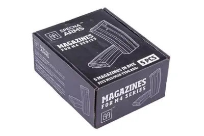 asgbox.pl - Zestaw 5 magazynków mid-cap na 70 kulek do M4/M16 - szary