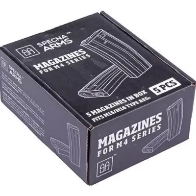 asgbox.pl - Zestaw 5 magazynków mid-cap na 70 kulek do M4/M16 - szary