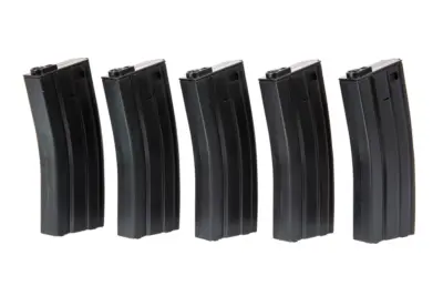 asgbox.pl - Zestaw 5 magazynków low-cap 70 kulek do M4/M16 - czarny