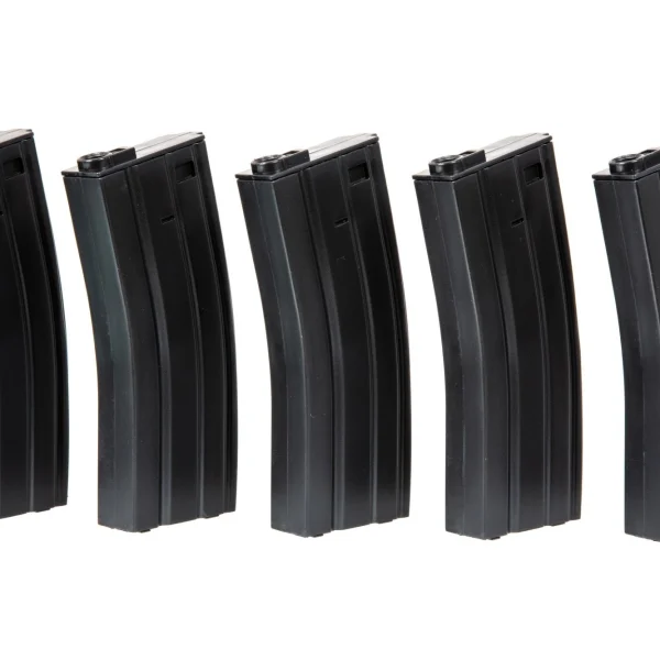 asgbox.pl - Zestaw 5 magazynków low-cap 70 kulek do M4/M16 - czarny