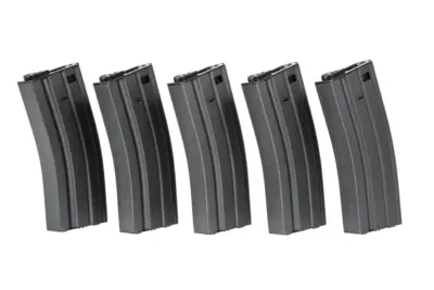 asgbox.pl - Zestaw 5 magazynków hi-cap 300 kulek do M4/M16 - szary