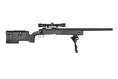 Replika karabinu wyborowego SA-S02 CORE™ High Velocity z lunetą i dwójnogiem - Czarna - obrazek 2