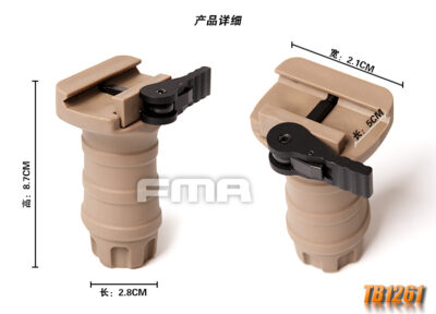 FMA Short Vertical STUBBY Grip with QD RIS Rail Mount - Tan - obrazek 8