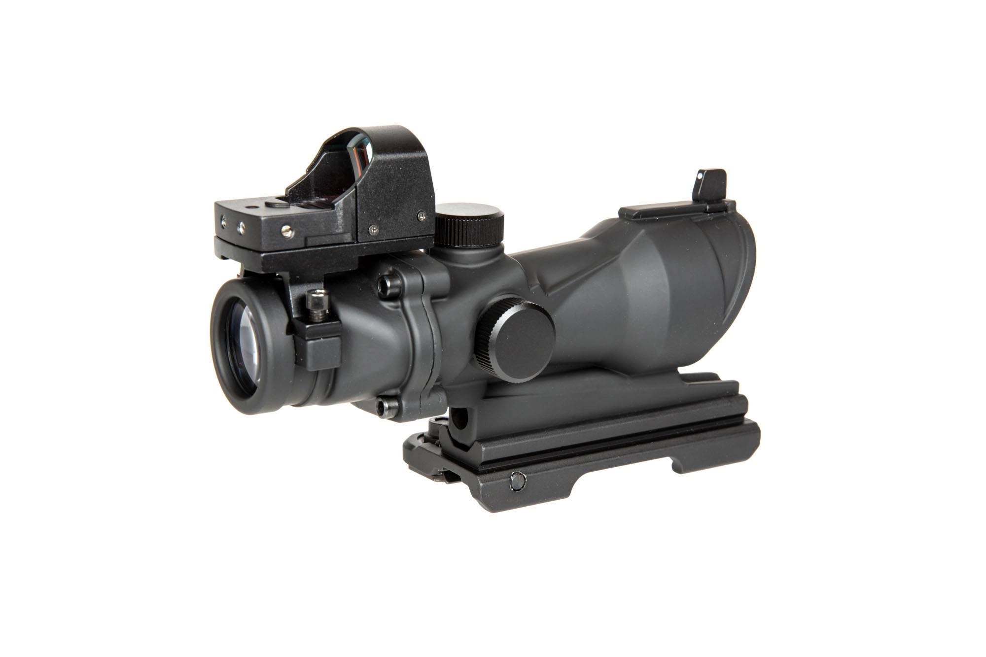 Replika lunety ACOG Style 4x32 z kolimatorem Mini Red Dot - czarna JJA-10-030705-00 asgbox.pl asgbox.pl - Replika lunety ACOG Style 4x32 z kolimatorem Mini Red Dot - czarna