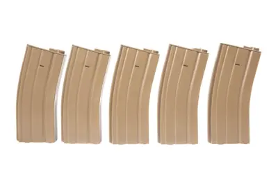 asgbox.pl - Zestaw 5 magazynków real-cap 30 kulek do M4/M16 - tan
