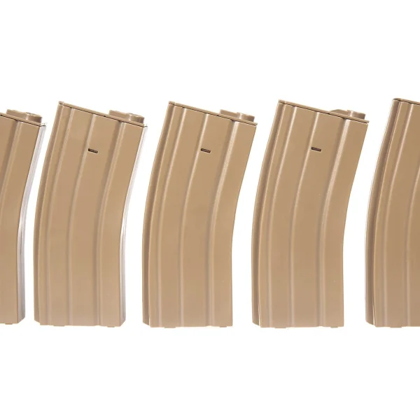 asgbox.pl - Zestaw 5 magazynków real-cap 30 kulek do M4/M16 - tan
