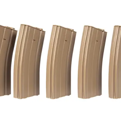 asgbox.pl - Zestaw 5 magazynków mid-cap 100 kulek do M4/M16 - tan