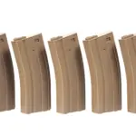asgbox.pl - Zestaw 5 magazynków low-cap 70 kulek do M4/M16 - tan