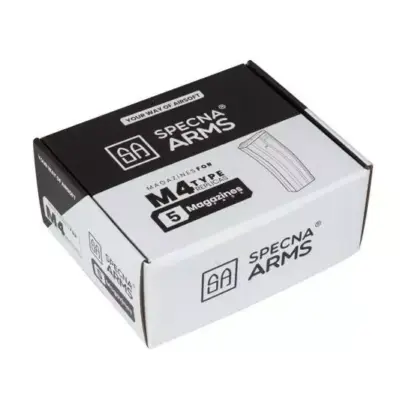 asgbox.pl - Zestaw 5 magazynków mid-cap na 140 kulek do replik M4/M16 - szary