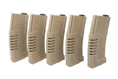 asgbox.pl - Zestaw 5 magazynków mid-cap PMG 140 kulek do do replik typu M4/M16 - dark earth