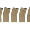 asgbox.pl - Zestaw 5 magazynków hi-cap na 300 kulek do replik M4/M16 - tan