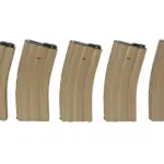 asgbox.pl - Zestaw 5 magazynków hi-cap na 300 kulek do replik M4/M16 - tan