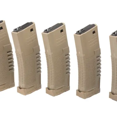 Zestaw 5 magazynków mid-cap PMG 140 kulek do do replik typu M4/M16 - dark earth AMB-05-014750-00 asgbox.pl
