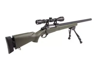 Replika karabinu snajperskiego SW-04J Army z lunetą i dwójnogiem (Upgraded) - oliwkowa - obrazek 2