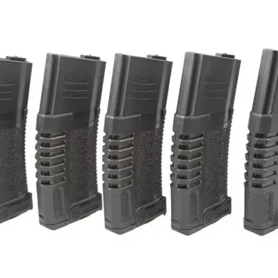 asgbox.pl - Zestaw 5 magazynków hi-cap PMG 300 kulek do do replik typu M4/M16 - czarny