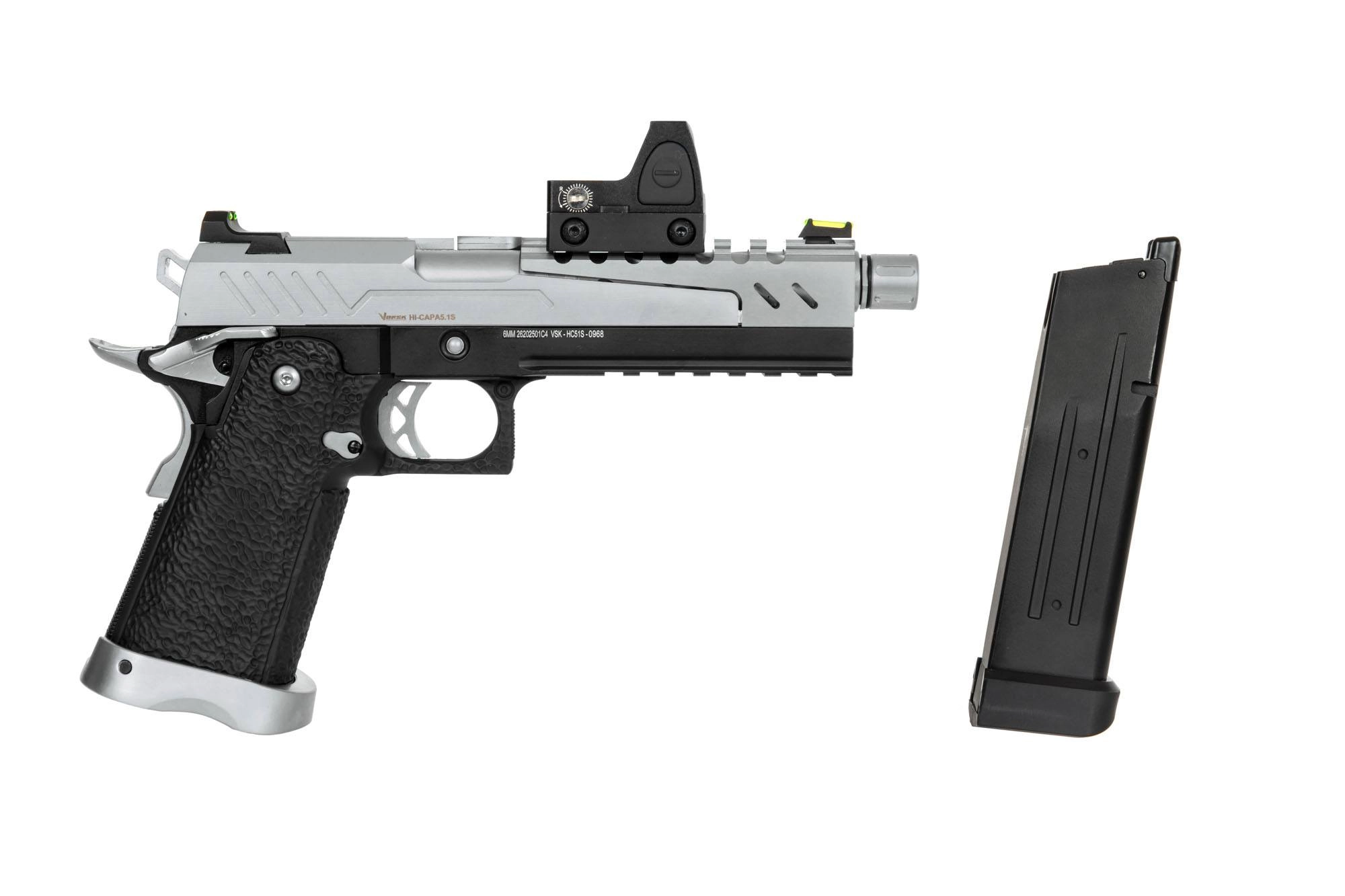Replika pistoletu Hi-capa 5.1 Split Slide - czarna / chrom (z celownikiem BDS) OD-G-VRK-02-030339-00 asgbox.pl Replika pistoletu Hi-capa 5.1 Split Slide - czarna / chrom (z celownikiem BDS) - obrazek 3