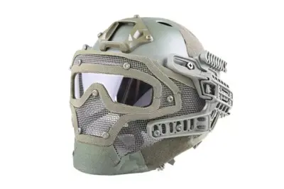 Replika kasku FAST PJ G4 System z osłoną twarzy - Olive Green - obrazek 3