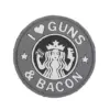 asgbox.pl - Naszywka 3D - Guns And Bacon - szara