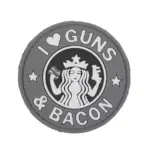 asgbox.pl - Naszywka 3D - Guns And Bacon - szara