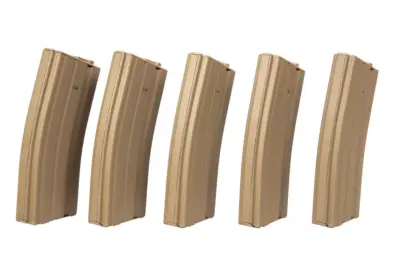 Zestaw 5 magazynków hi-cap 300 kulek do M4/M16 - tan - obrazek 2