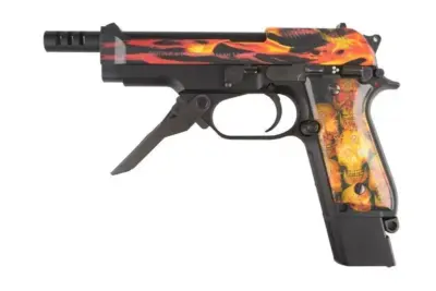 Replika pistoletu automatycznego M93R AEP Fire Pattern Custom (Red Frame) - obrazek 5