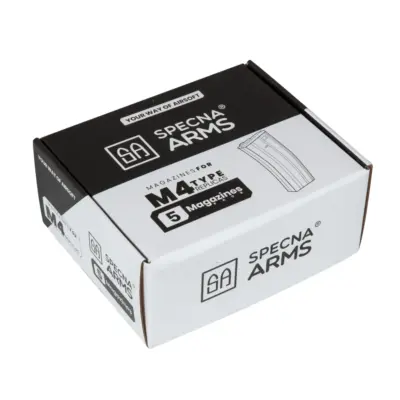 asgbox.pl - Zestaw 5 magazynków mid-cap na 140 kulek do replik M4/M16 - czarny