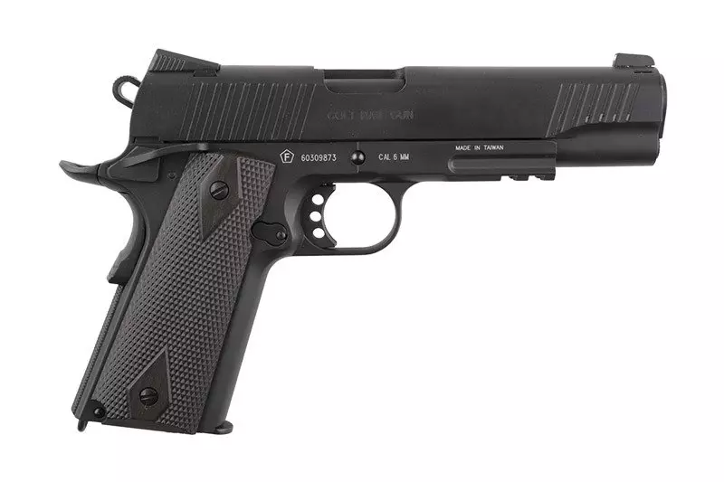 Replika pistoletu COLT 1911 Rail gun ® CO2 Black Matt 6 mm GBB - czarna CYB-02-019653-00 asgbox.pl Replika pistoletu COLT 1911 Rail gun ® CO2 Black Matt 6 mm GBB - czarna - obrazek 4
