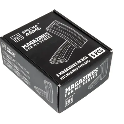 asgbox.pl - Zestaw 5 magazynków low-cap 70 kulek do M4/M16 - tan