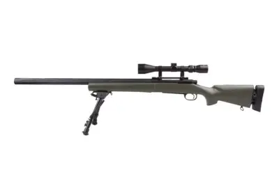 Replika karabinu snajperskiego SW-04J Army z lunetą i dwójnogiem (Upgraded) - oliwkowa - obrazek 3
