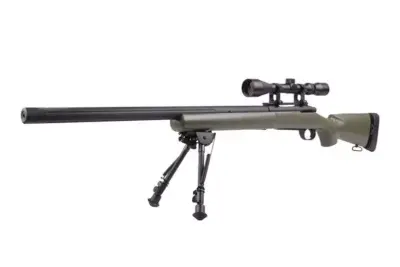 Replika karabinu snajperskiego SW-04J Army z lunetą i dwójnogiem (Upgraded) - oliwkowa - obrazek 4