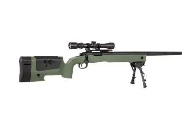 Replika karabinu wyborowego SA-S02 CORE™ High Velocity z lunetą i dwójnogiem - oliwkowa - obrazek 3