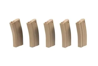 asgbox.pl - Zestaw 5 magazynków mid-cap 100 kulek do M4/M16 - tan