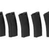 asgbox.pl - Zestaw 5 magazynków hi-cap na 300 kulek do replik M4/M16 - czarny