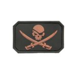 3D PVC PIRATE SKULL Patch - Black / Tan