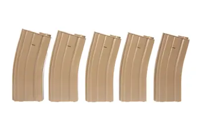 Zestaw 5 magazynków mid-cap 100 kulek do M4/M16 - tan - obrazek 2