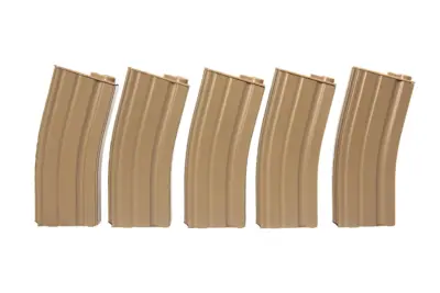 asgbox.pl - Zestaw 5 magazynków real-cap 30 kulek do M4/M16 - tan