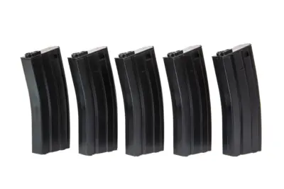 asgbox.pl - Zestaw 5 magazynków real-cap 30 kulek do M4/M16 - czarny