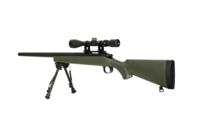Replika karabinu snajperskiego SW-10 (z lunetą i dwójnogiem) - oliwkowa - obrazek 5