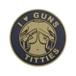 asgbox.pl - Naszywka 3D - I Love Guns Titties - tan