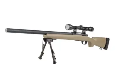 Replika karabinu snajperskiego SW-04J Army z lunetą i dwójnogiem (Upgraded) - tan - obrazek 5