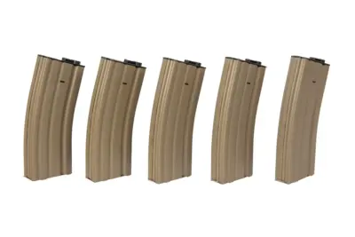Zestaw 5 magazynków hi-cap na 300 kulek do replik M4/M16 - tan - obrazek 2