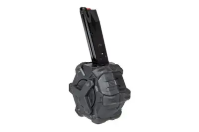 Bębnowy magazynek gazowy 350 kulek do replik Beretta / MB - czarny - obrazek 2