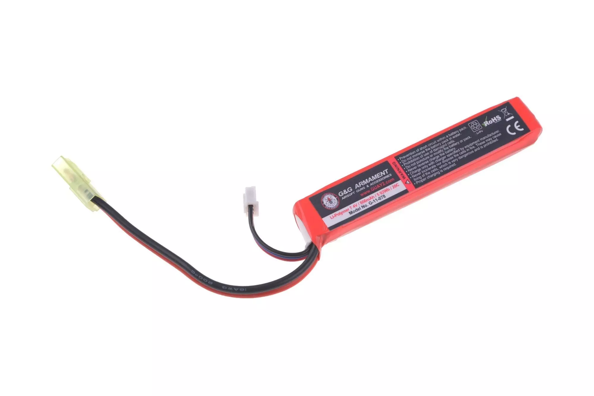 Akumulator LiPo 7,4V 800mAh do prowadnic M4/M16 OD-G-GIG-06-020438-00 asgbox.pl asgbox.pl - Akumulator LiPo 7