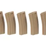 asgbox.pl - Zestaw 5 magazynków mid-cap na 140 kulek do replik M4/M16 - tan