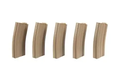 Zestaw 5 magazynków mid-cap 100 kulek do M4/M16 - tan - obrazek 3