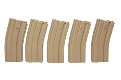 Zestaw 5 magazynków hi-cap 300 kulek do M4/M16 - tan - obrazek 4