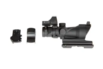 Replika lunety ACOG Style 4x32 z kolimatorem Mini Red Dot - czarna - obrazek 3