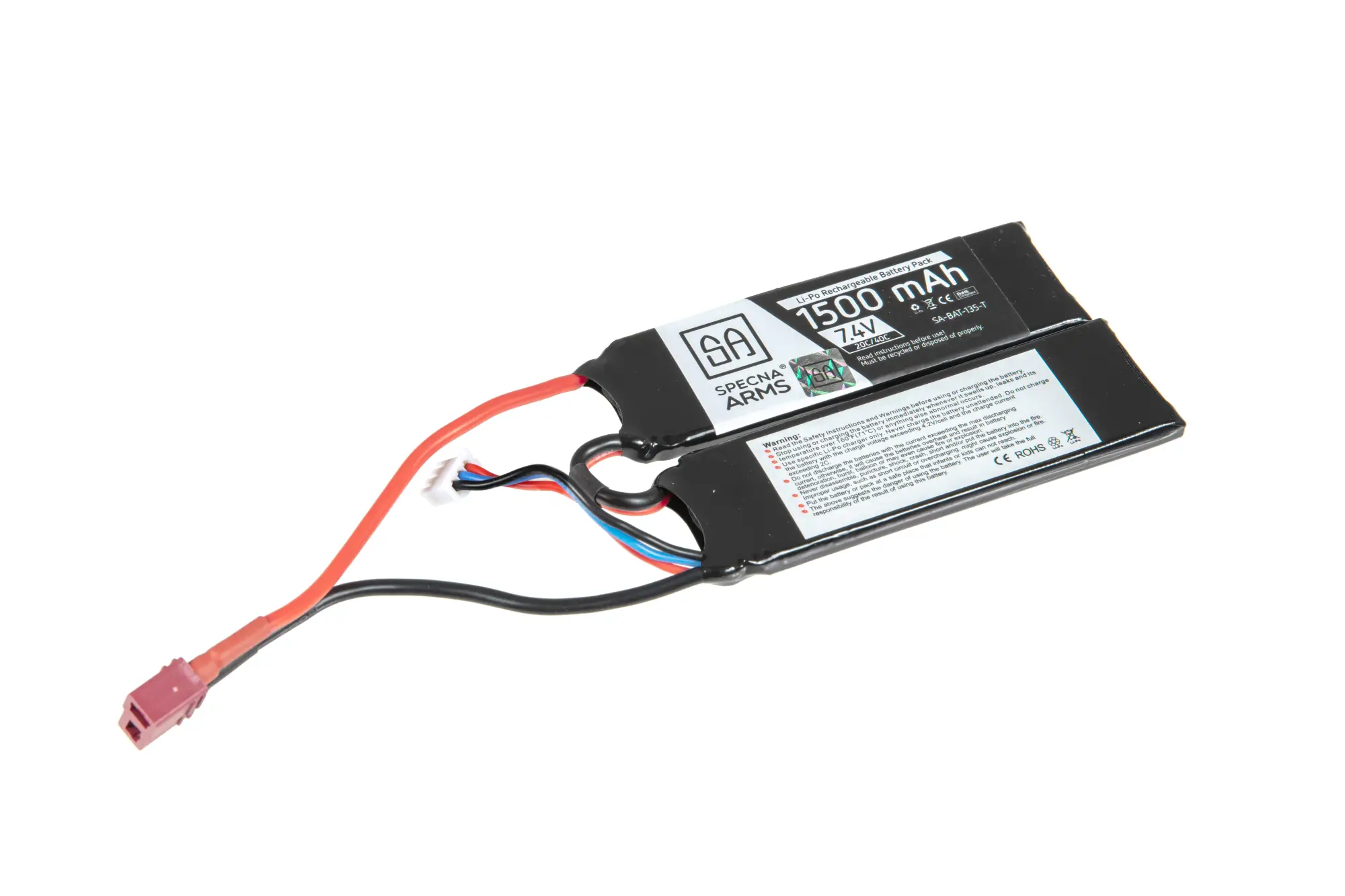Akumulator LiPo 7,4V 1500mAh 20/40C - 2 modułowy - T-Connect (Deans) OD-G-SPE-06-024603-00 asgbox.pl 4V 1500mAh 20/40C - 2 modułowy - T-Connect (Deans)